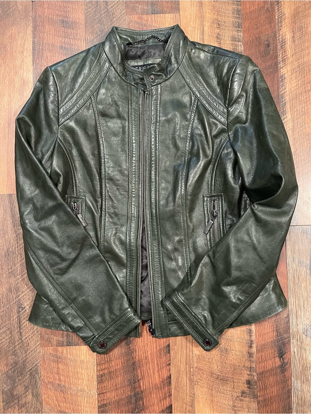 Green Leather Moto Jacket - Women